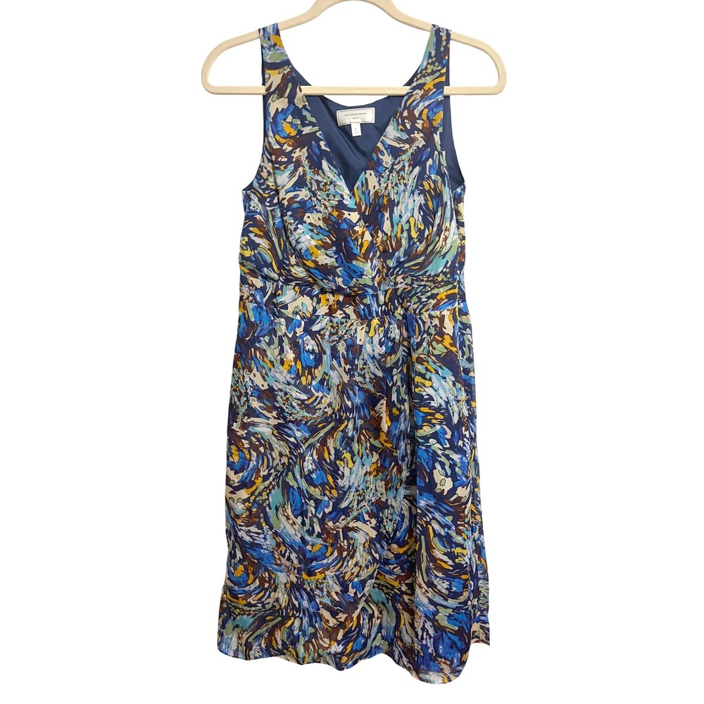 Anthropologie Moulinette Soeurs Oak Apple Blue Silk Faux Wrap Boho Midi Dress 8